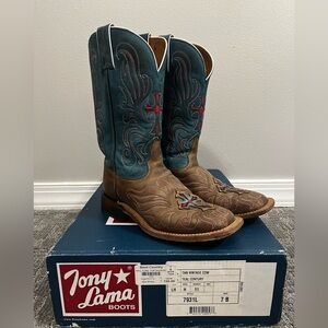 Tony Lama Brown and Teal Western Boots